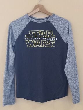 Star Wars The Force Awakens Black & Gray Long Sleeve Raglan Tee with Yellow Logo